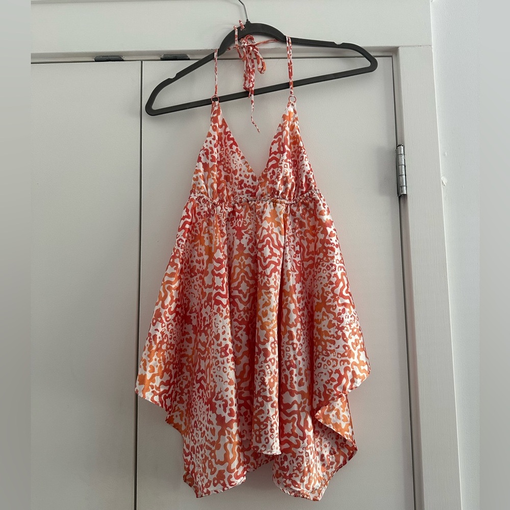 Asymmetrical Orange and Red Dress